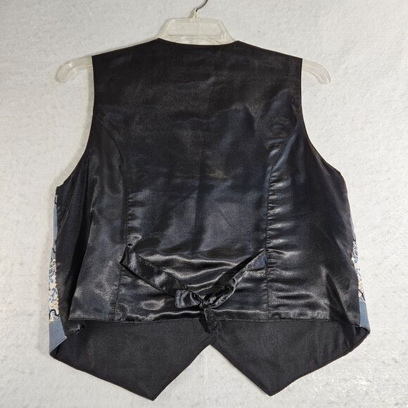 TanTrums Vest Womens Medium Blue Leather/Suede Embroidered Cottagecore Western - Picture 2 of 12